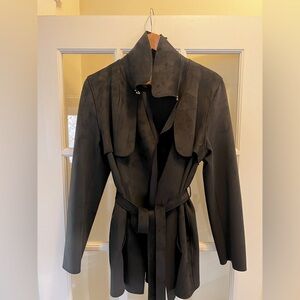 H&M black soft coat with belt